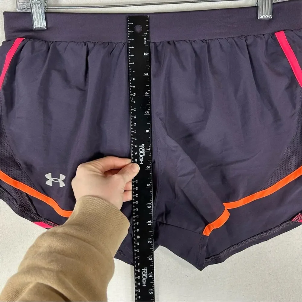 Under Armour Womens Loose Training Shorts M Purple Lined Drawstring Heat Gear